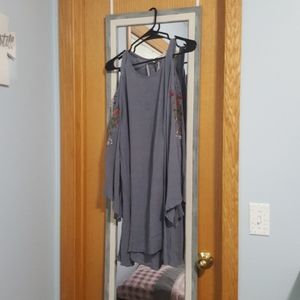 Flowy cold shoulder dress